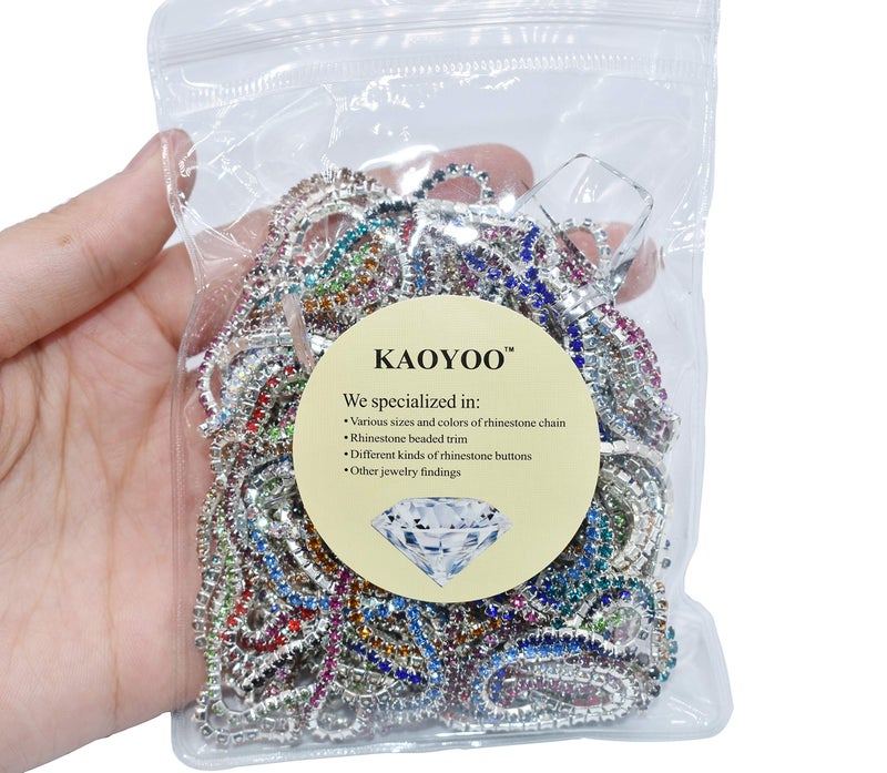 KAOYOO 12 Yards Crystal Rhinestone Chain Trim Mixed for DIY,Sewing,Crafts,Decoration(1 Yard for Each Color,SS12/3.0mm/0.12") - Image 3